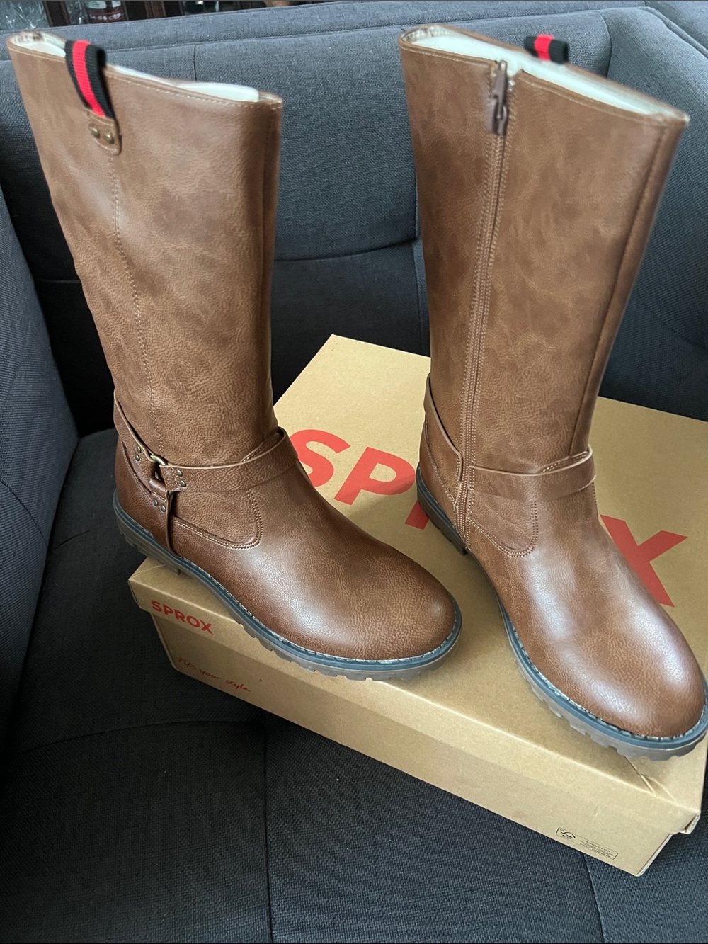 Kids Brown Mid-Calf Riding Boots